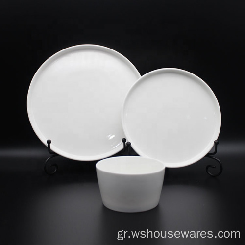 Υψηλής ποιότητας προσαρμοσμένη λευκή επιτραπέζια σκεύη πορσελάνης